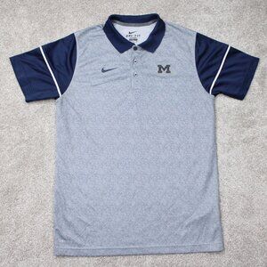 Nike Michigan Wolverines Polo Shirt Men Small Blue Dri-Fit Short Sleeve Pullover